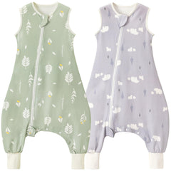 Nivolltha sleep sack side-open 2-pack with foliage and bear print for quick night diaper changes