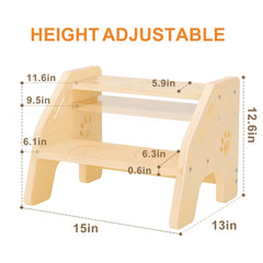 NMEO height-adjustable wooden step stool adapts as your child grows