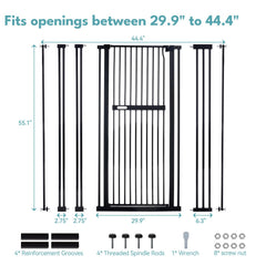 No Pawblems 55.1in gate fully extended for wide doorway openings.