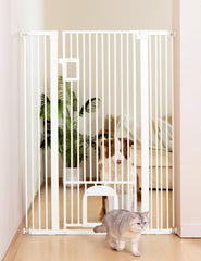No Pawblems 55-inch extra tall pet gate front view shows tall barrier for jumpy dogs.