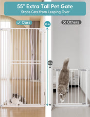 No Pawblems 55-Inch gate closed in doorway provides secure barrier.