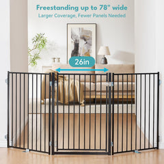 No Pawblems dog gate door walk-through shows convenient hands-free access.