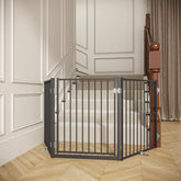 No Pawblems free-standing dog gate 30-inch tall blocks stairs and doorways