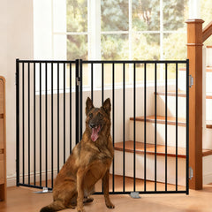 No Pawblems free standing dog gate setup demonstrates easy freestanding installation for any room.