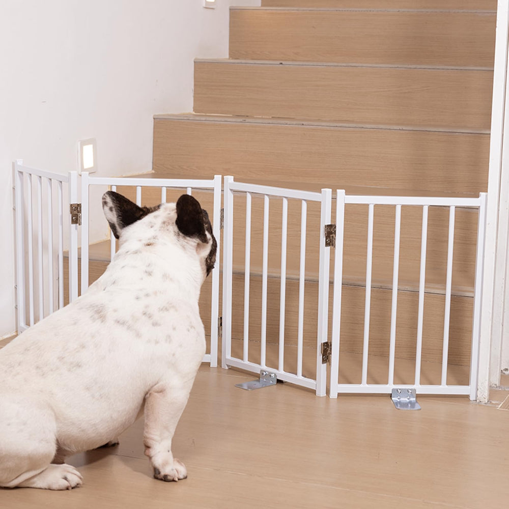 No Pawblems gate with full metal construction offers durable pet containment for busy homes.
