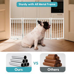 No Pawblems 16.5-inch height gate keeps small dogs contained and visible in living spaces.
