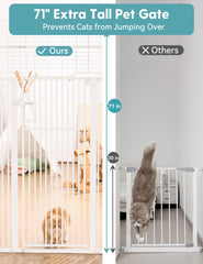 No Pawblems upgraded 71in gate extensions shown for adjusting width to fit openings