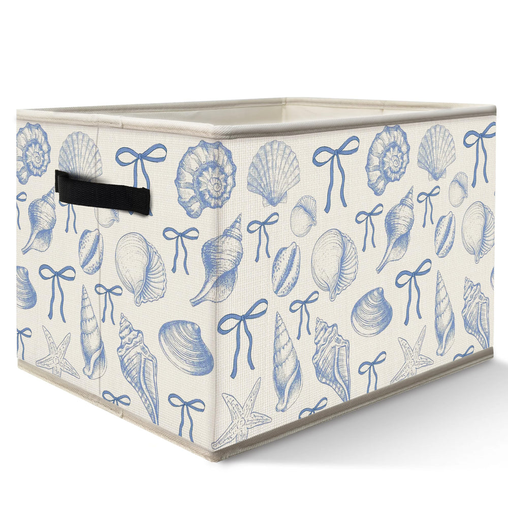 Nogrit Coquette Blue Bow storage bin foldable-flat design for compact packing