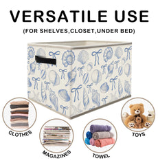Nogrit Coquette Blue Bow storage bin upright-structure keeps items visible on shelves