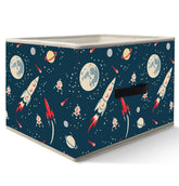 Nogrit Space Airship Rocket Storage Bins Box front view shows sturdy foldable toy organizer for toy organization.