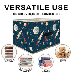 Nogrit Space Airship Rocket Storage Bins Box open-top design enables quick-access storage for essentials.
