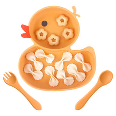 nohlerlife baby suction plate orange front view with strong grip for mess-free meals