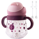 nohlerlife sippy cup purple two straws helps toddlers sip easily on the go and reduces spills