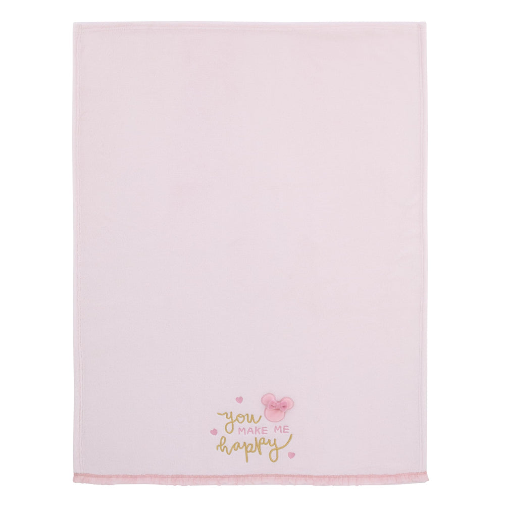 NoJo Minnie ears bow applique blanket highlights iconic design for cozy cuddle sessions.