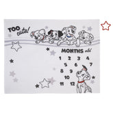 NoJo Disney 101 Dalmatians blanket photo op moment for adorable monthly milestones.