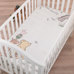 NoJo Disney Classic Pooh crib sheet close-up fabric detail for gentle nights.