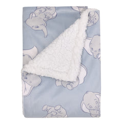 NoJo Disney Dumbo Sweet Little Baby Blanket pattern in light blue and white for cozy cuddles.