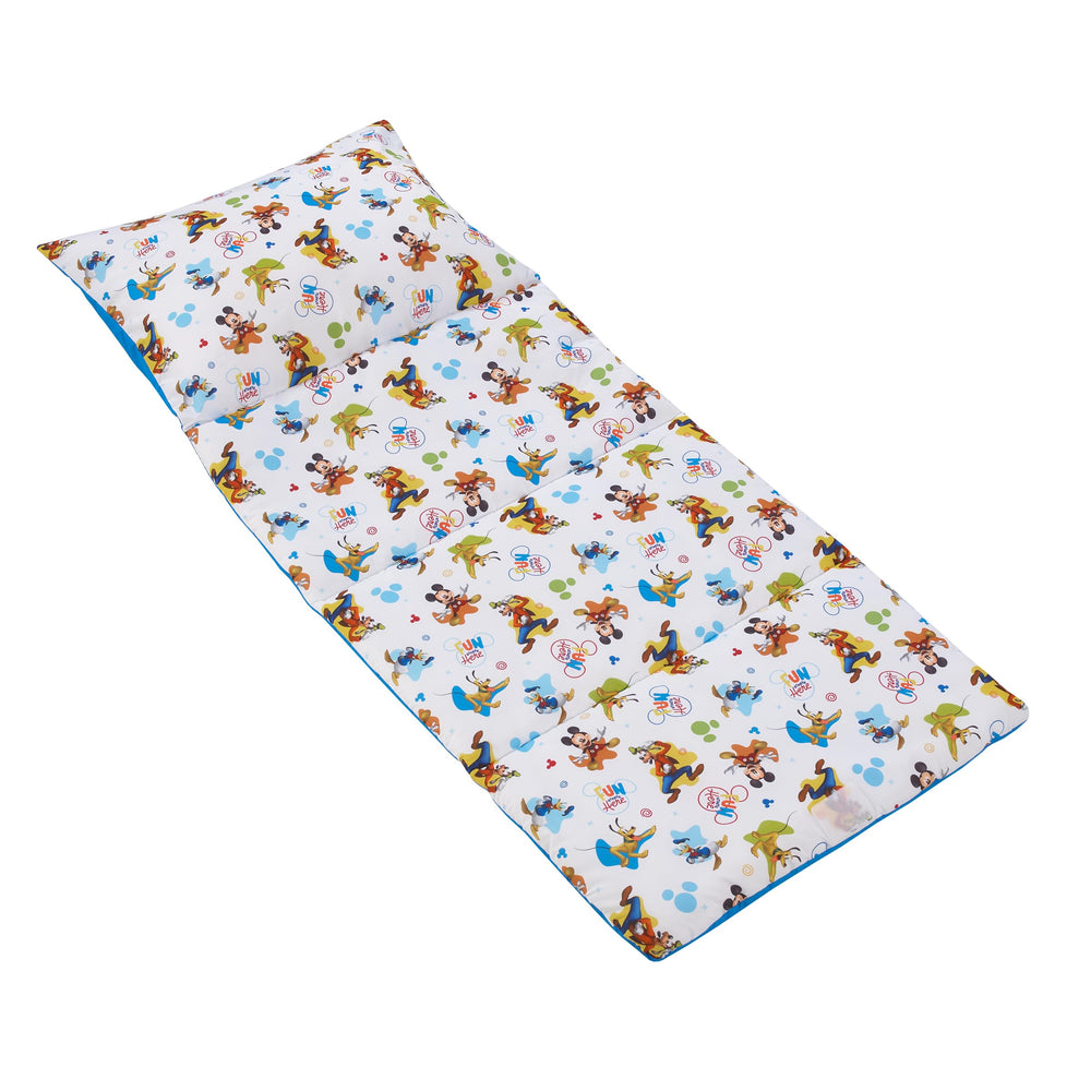 NoJo Disney Mickey nap mat fold-ready for easy packing and travel.