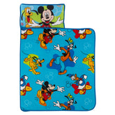 NoJo Disney Mickey nap mat rolled with strap for easy travel and storage.