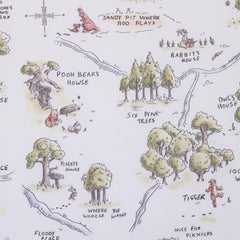 NoJo Pooh map crib sheet in sage tones complements nursery decor with calming hues