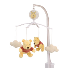NoJo Winnie the Pooh Blustery Day mobile with Pooh bears sways soothingly for bedtime calm.