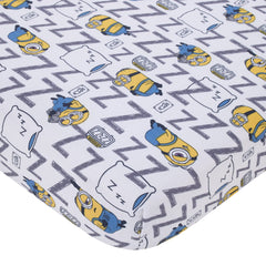 NoJo Illumination Lazy Minions flat top sheet layered for sleep warmth