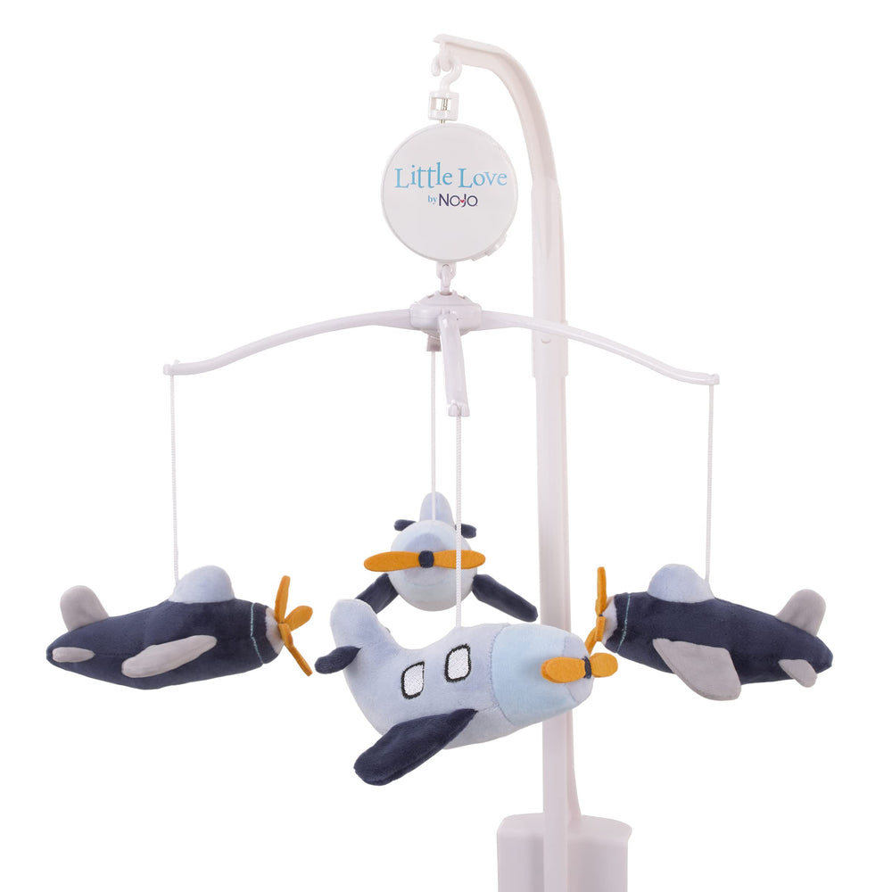 NoJo Little Love Soar High airplanes in navy, blue, gray brighten the nursery while soothing baby.