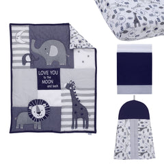 NoJo Love You to the Moon dust ruffle detail adds contrast to the crib