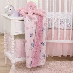 NoJo Mermaid Lagoon blanket in stroller illustrates on-the-go comfort.