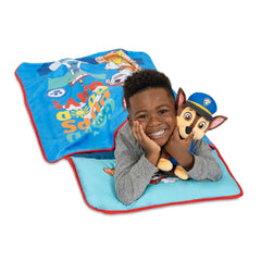 NoJo Paw Patrol nap mat blanket close-up showing plush coral fabric for warmth.