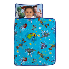 NoJo Toy Story nap mat features plush blanket detail.