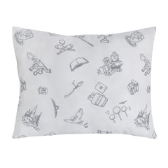 NoJo keepsake pillow grey stars border adds subtle nursery charm.