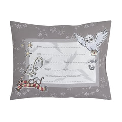 NoJo keepsake pillow with Hedwig and wand enhances nursery decor and memory.