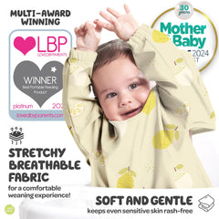Nombear bib with quick fastening buttons for stress-free dinnertime
