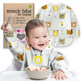 Nombear waterproof smock baby bib long sleeve for mess-free mealtimes