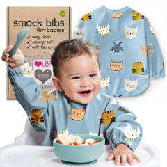 Nombear waterproof smock bib during mealtime to protect outfits.