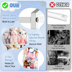 NomNest stuffed animal storage open-net-design provides quick visibility and easy access.