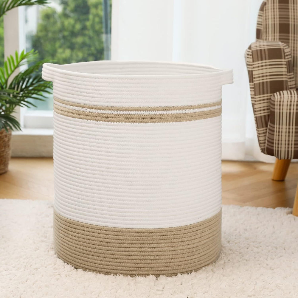 Nonazippy laundry hamper 80L closeup shows sturdy cotton rope ideal for bulky blanket storage.