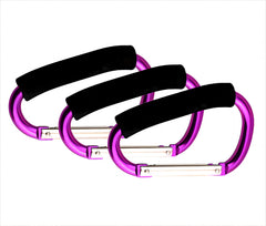 Noneea stroller hooks 3pc pack closeup shows durable metal and 35 lb capacity.