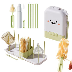 NONENDU baby bottle brush set all-in-one kit demonstrating streamlined cleaning for busy parents