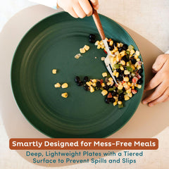 Nook Theory plate close-up shows BPA-free, non-toxic wheat straw texture