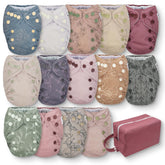 Nora's Nursery Blushing Blooms diaper with adjustable snaps for a snug newborn fit.