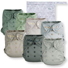 Nora's Nursery cloth diaper cover with snap closure in Morning Dew, adjustable fit for babies.