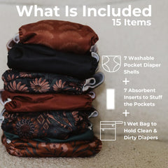 Nora's Nursery Dahlia insert layer shows 4-layer absorbency for day-long protection.