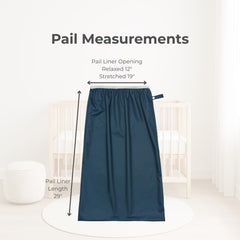 Noras Nursery Pail Liner strap enclosure demonstrates secure seal for leaks.