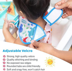 norinori baby bib adjustable-neck grows with baby from 6 months to 36 months.