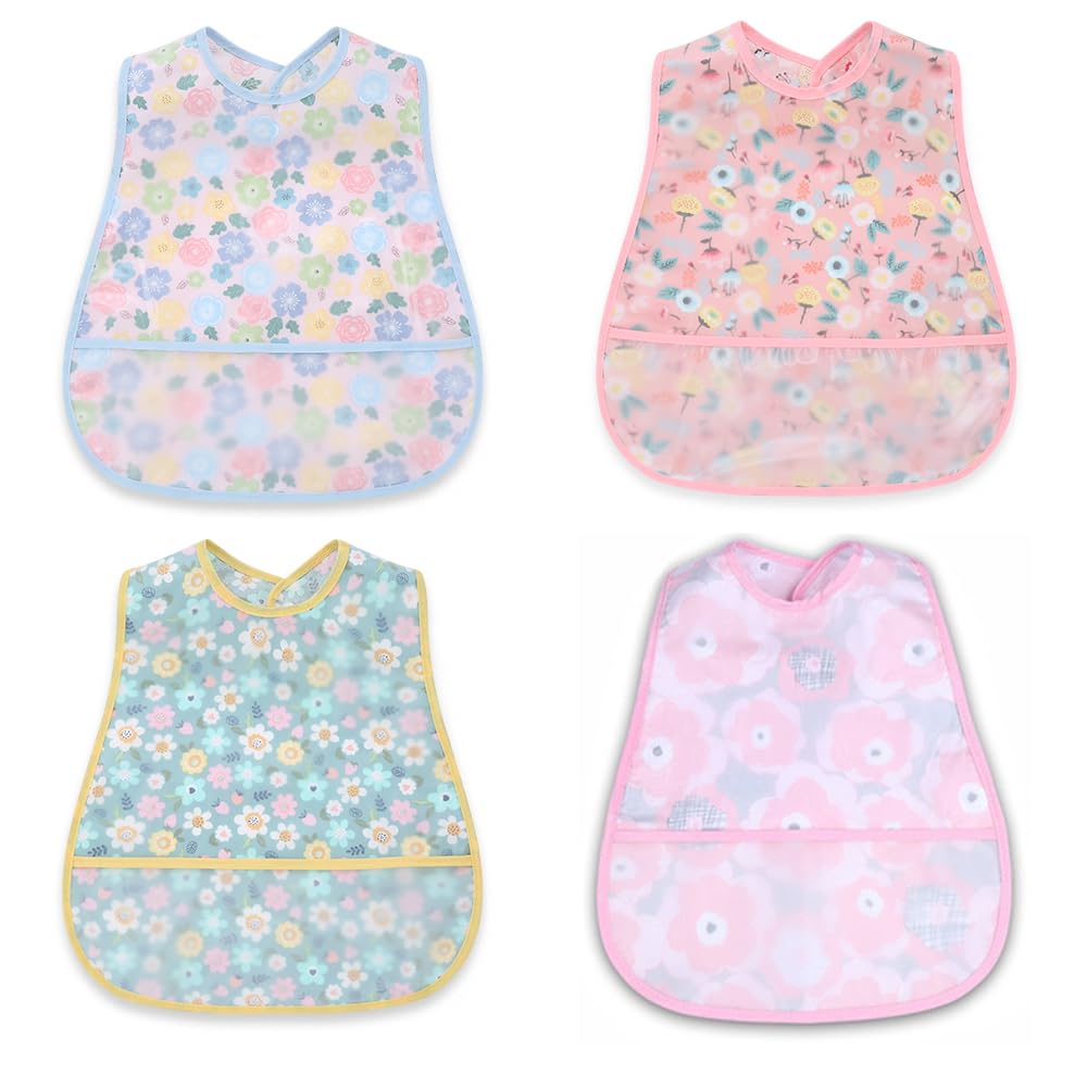 norinori baby bib front view showing full chest coverage for mess-free meals