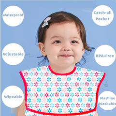 norinori baby bibs pocket 3D detail catching spills before reaching clothes