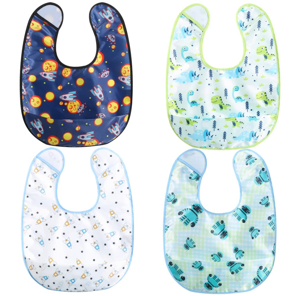 norinori waterproof baby bib with pocket open keeps mess contained during meals