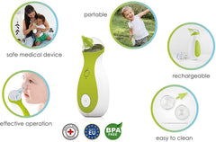 Nosiboo Go UPT suction demonstrates gentle nasal care for babies.